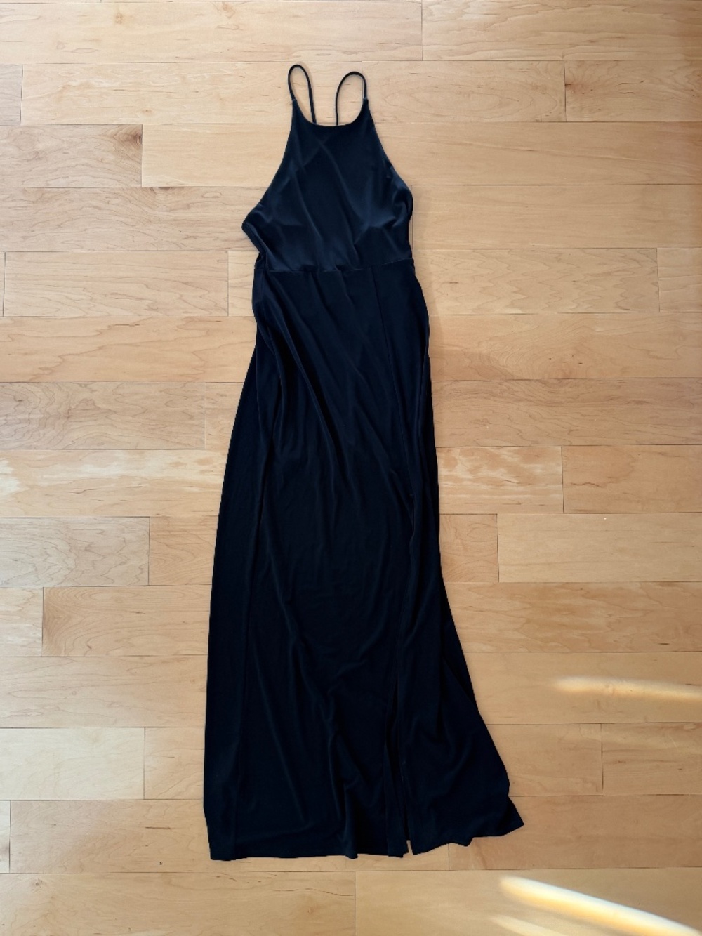 EXPRESS~Black Maxi Dress~High Neck~Ties in Back, Side Slit~Size XS